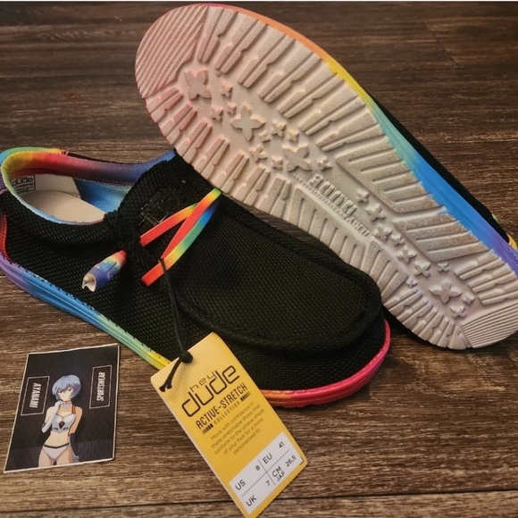 Hey Dude Shoes Hey Dude Pride Rainbow Colorful Black Wally Stretch
